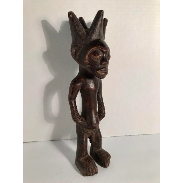 Brown Vintage Pende Miniature Wood Statue African Art For Sale - Image 8 of 8