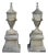 Late 20th Century Pair Of Neoclassical Style Cast Stone Garden Urns On Pedestals For Sale