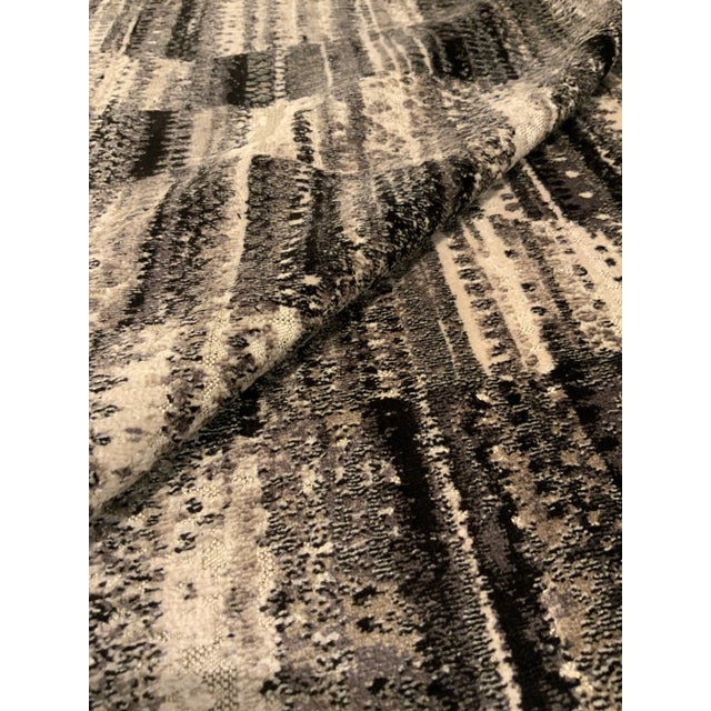 Textile Fabric Associates: Whimsy-Latex Jet. Black and White Abstract Geometric Chenille Designer Fabric - 6 Yards For Sale - Image 4 of 5