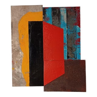 Contemporary Abstract Rust, Tempera, Aerosol on Metal "N 40" by Andre Debono For Sale