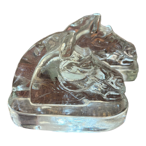 Mid Century Modern Pittsburgh Corning Glass Head Bookends- a Pair