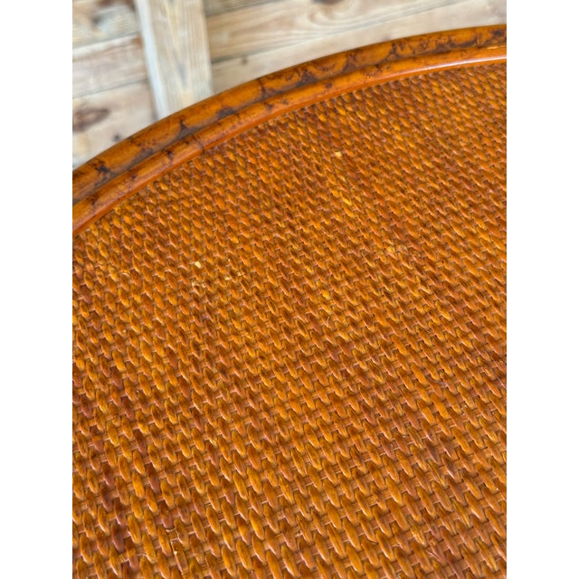 Late 20th Century Late 20th Century British Colonial Tortoise Rattan & Cane Round Center Table For Sale - Image 5 of 12