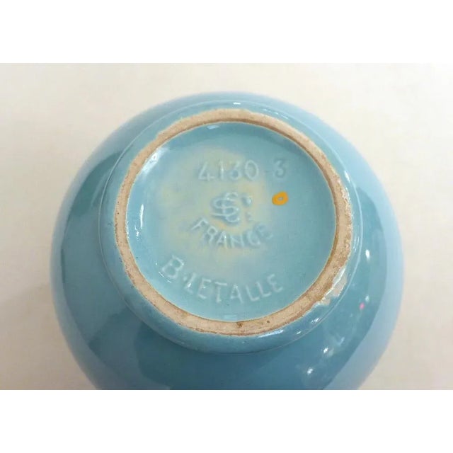 Turquoise Earthenware Amphora Vase by B. Letalle for St-Clément, 1940s For Sale - Image 6 of 13