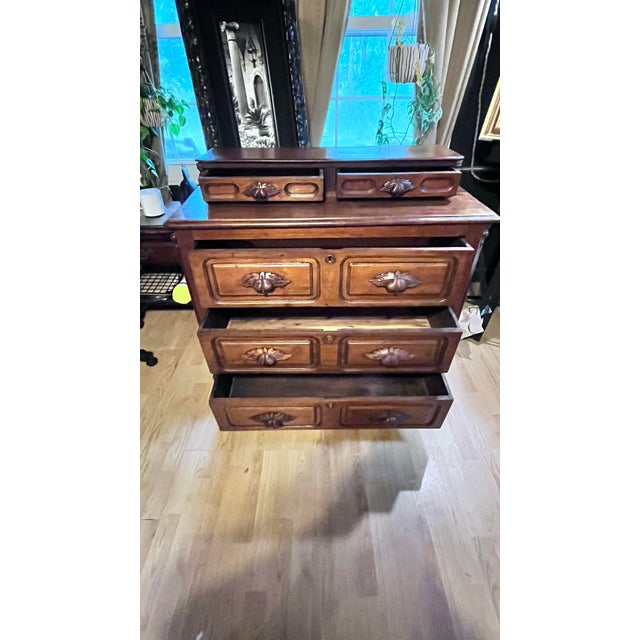 19th Century 19th Century, Victorian Eastlake, Black Walnut Dresser With Cedar Backing and Cedar Drawer Bottom For Sale - Image 5 of 5