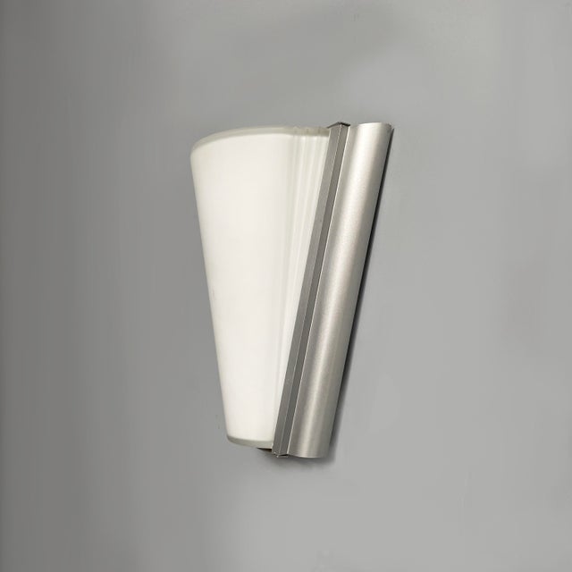 1980s Italian Modern Opaline Glass and Metal Wall Lamps, 1980s, Set of 3 For Sale - Image 5 of 18