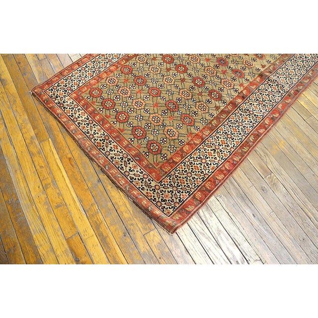 Late 19th Century 1890s Yellow Canary Geometric Tribal Antique Persian Serab Rug 3'4" X 8'0" Handknotted Wool Carpet For Sale - Image 5 of 6