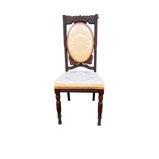 A rare and well-preserved ladies or gentleman’s dressing chair with convertible mirrored seat back. The mirror folds down...