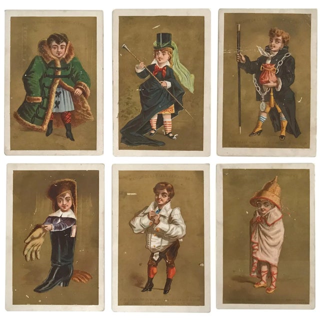 Antique 19th-Century Chromolithograph French Publicity Cards - Set of 6 For Sale In San Francisco - Image 6 of 6
