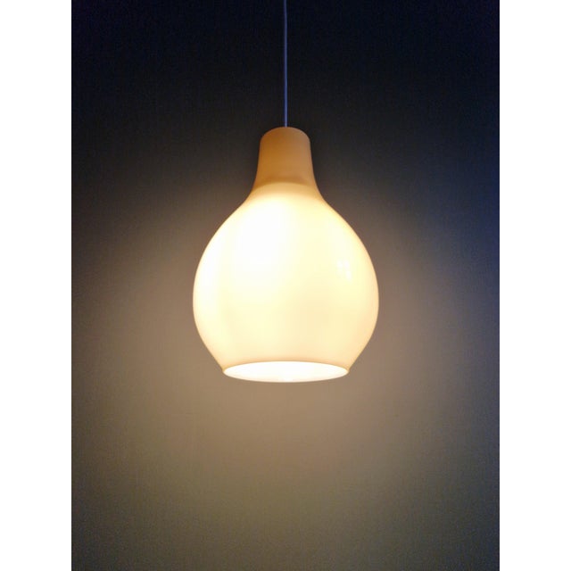 Mid-Century Modern Scandinavian Pendant Light in Yellow Opaline Glass, 1960s For Sale - Image 3 of 13