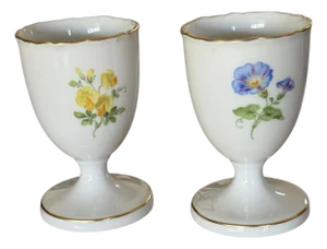 Pair of Late 20th Century Meissen Egg Cups, Morning Glory & Daffodils