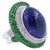 Tanzanite Oval Cabochon 50.00 Carats Dark Sea Blue Color & Hues Tsavorites 1.25 ctw Diamonds 1.25 ctw 18K White Gold 26.80...