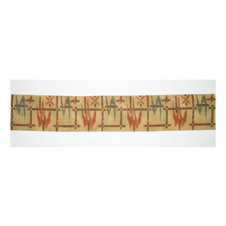 Japanese Asa Linen Table Runner with Kasuri Ikat Grid by Renaras For Sale