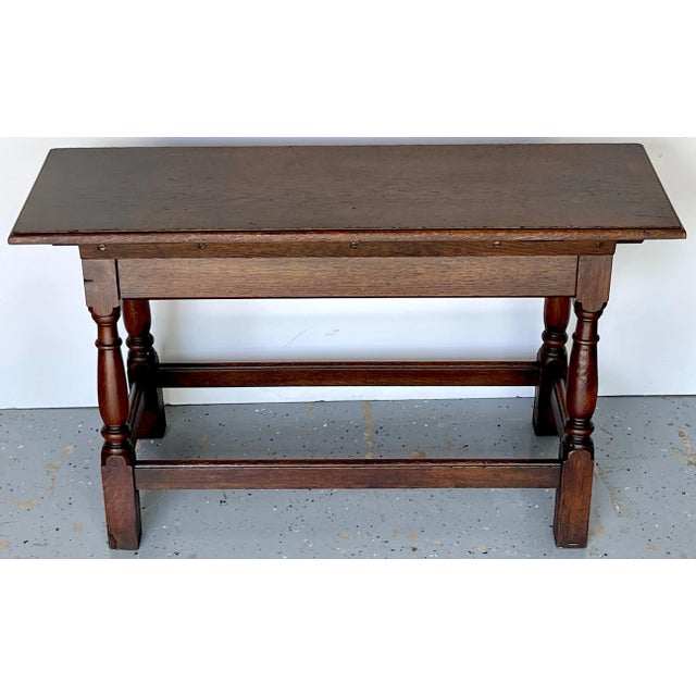 James II Style Carved Oak Bench/ Side Table, England, 1920s For Sale - Image 11 of 12