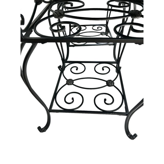 Early 20th Century Bombay Marble Top Wrought Iron Patio Side Tables - Set of 2 For Sale - Image 4 of 6