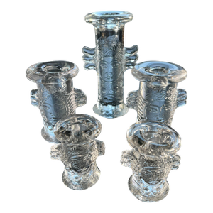Collection of 5 Vintage Bertil Vallien Kosta Glass Angel Candle Holders Sweden 70s