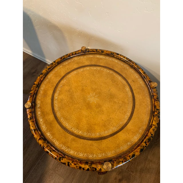 Vintage Maitland-Smith Faux Bamboo With Leather Top Occasional For Sale - Image 4 of 6