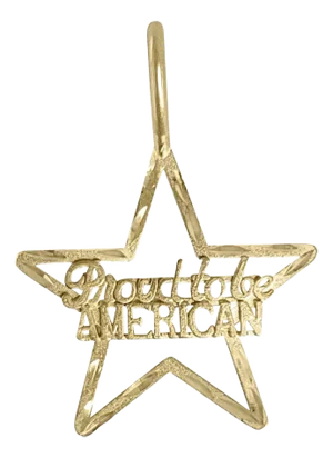 Proud To Be American with Diamond Cuts 14k Yellow Gold