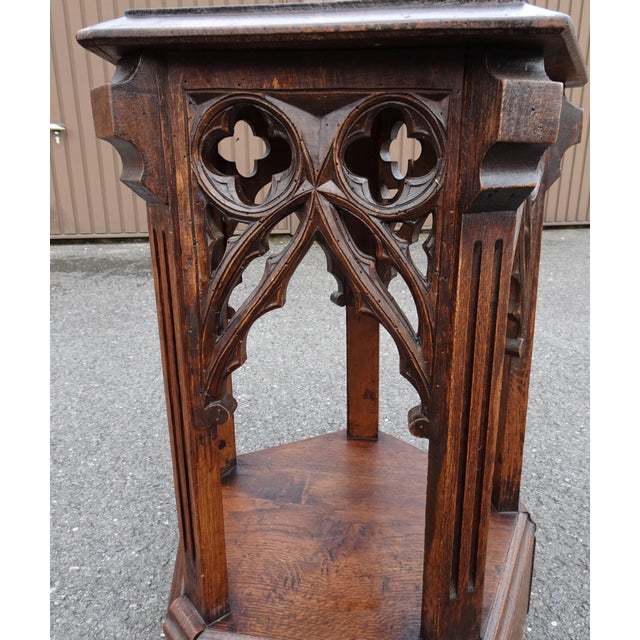 Brown Antique Oak Gothic Pedestal, 1890s For Sale - Image 8 of 18