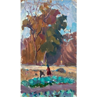 Vintage Ukrainian Impressionist Oil Painting, Rural Landscape, 1960s 27-15 For Sale