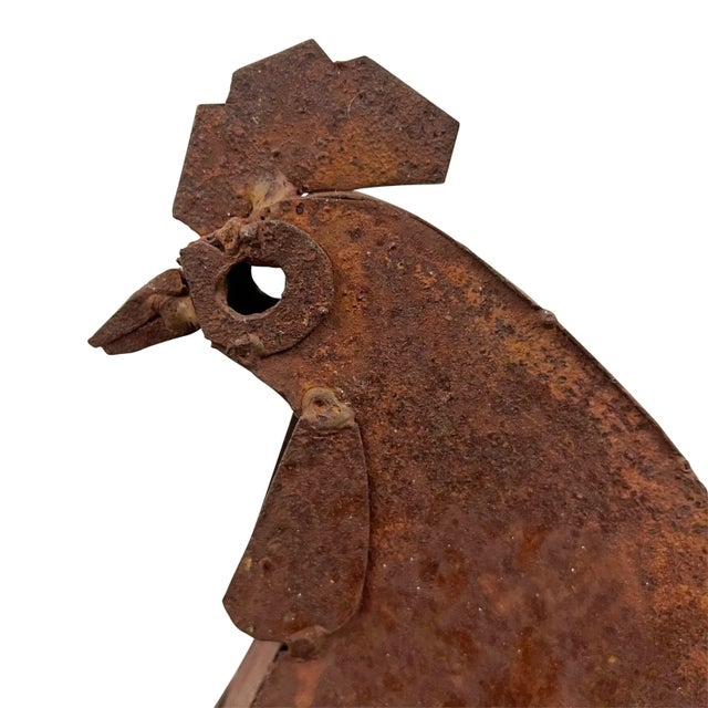 Metal Folk Art Hand-Made Iron Rooster For Sale - Image 7 of 13