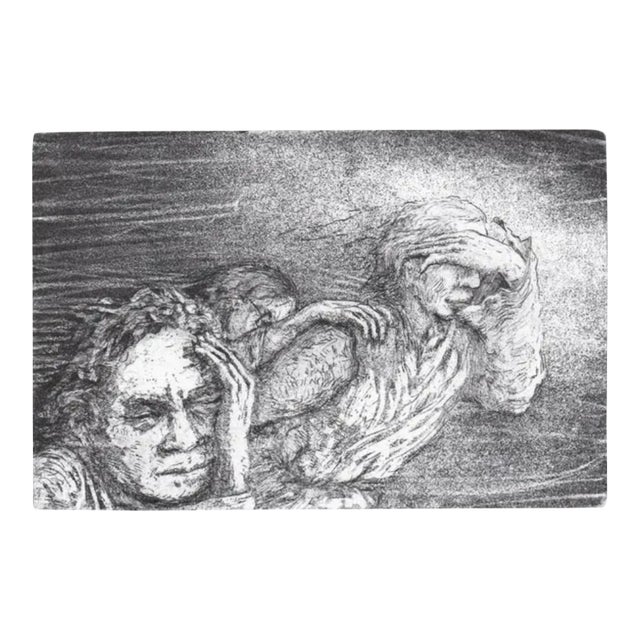 1980s Sandstorm Figural Etching by Johnson For Sale