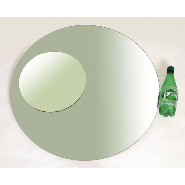 Transparent Fontana Arte Style Round Double Glass Wall Mirror Italy Mid-Century Modern 1970 For Sale - Image 8 of 12