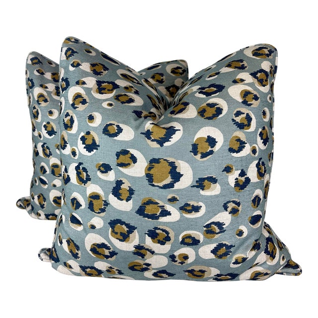 Leopard Print Lightweight Velvet 22" Pillows-A Pair For Sale