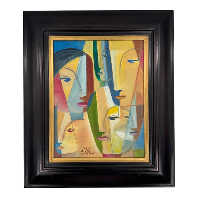 Original Cubist Portrait, Contemporary Modernist Study Painting For Sale