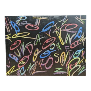 Original Modern Abstract Black and Multicolor Canvas Painting