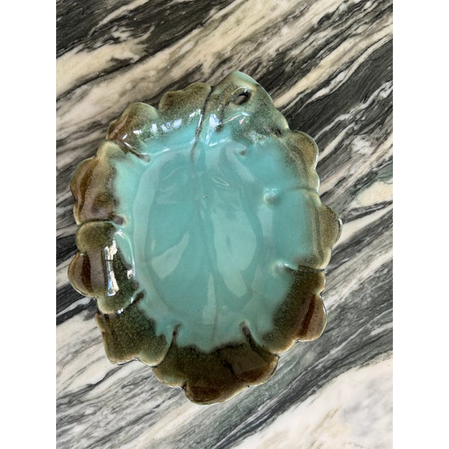 Ceramic Vintage Leaf Form Majolica Bowl For Sale - Image 7 of 7