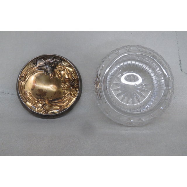 Cut Crystal Glass Dresser Powder Vanity Jar Box 4338b For Sale In Miami - Image 6 of 11