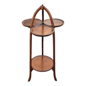 Edwardian Mahogany and Satinwood Inlaid Clover Muffin Stand Side Table