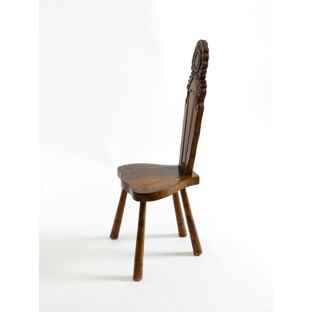 Wood Spanish Wooden Chair with Ornate Backrest, 1960s For Sale - Image 7 of 18