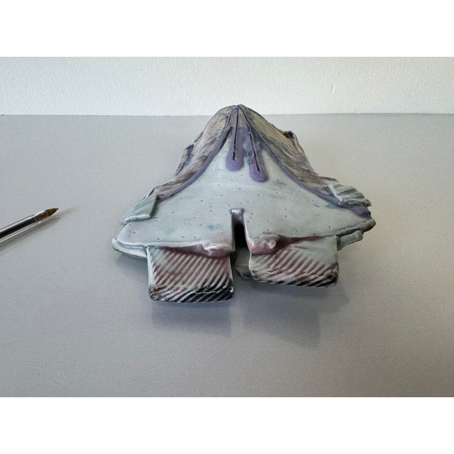 1980’s Vintage Handmade Abstract Design Art Ceramic Vase , Unsigned For Sale - Image 10 of 12