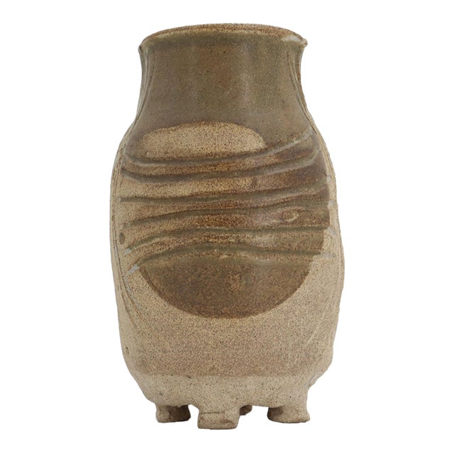 Charles Counts Signed 1988 Incised Footed Studio Pottery Vessel, American For Sale