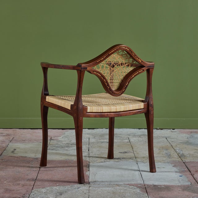 Wood Studio Craft Walnut Armchair With Cane For Sale - Image 7 of 12