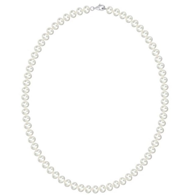 White Vintage Fresh Water Pearl Single Strand Necklace, Silver Clasp For Sale - Image 8 of 18