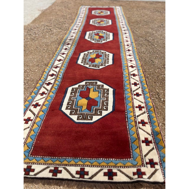Vintage Fine Wool Anatolian Red Rug - 3’x11’5 For Sale In Houston - Image 6 of 9
