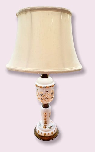 1920s Czechoslovakian Cut to Clear Cased Glass Table Lamp Table Lamps