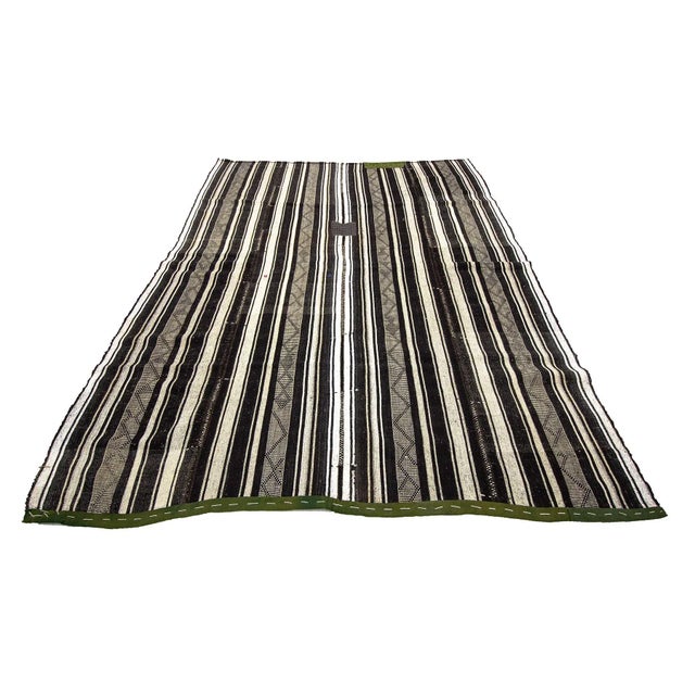 hand woven vintage striped Kilim rug from Afyon region of Turkey. Approximately 50-60 years old. In good condition