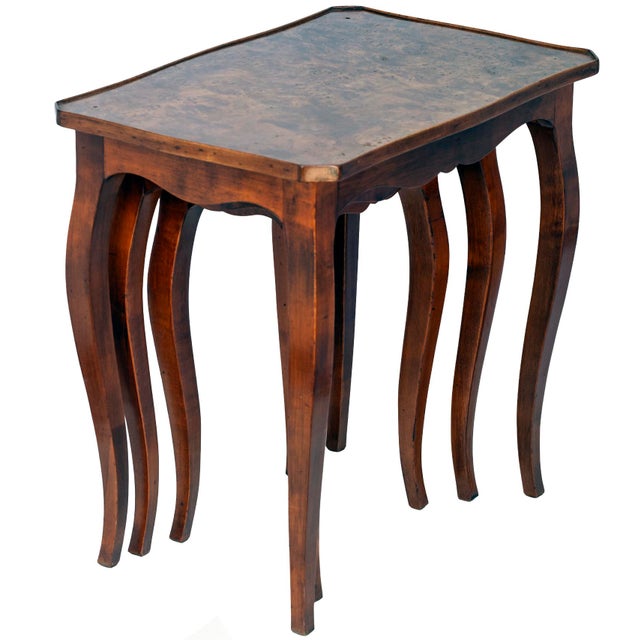 Set of 3, Antique Italian Burl WoodNesting Tables For Sale In Los Angeles - Image 6 of 14