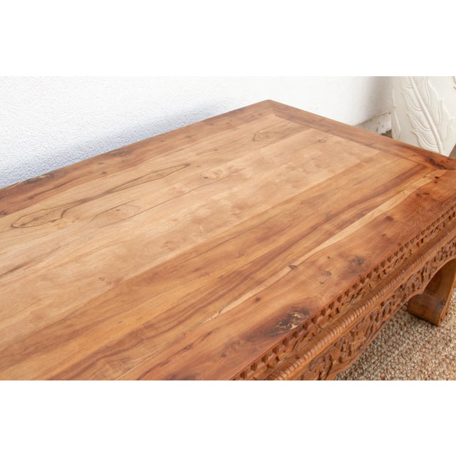 1990s Heavily Carved Opium Coffee Table For Sale - Image 5 of 12