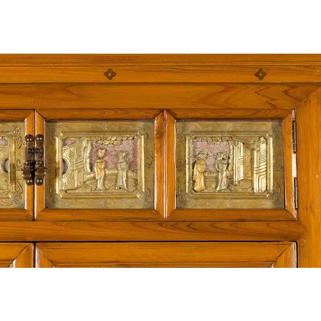 Chinese Early 20th Century Lacquered Armoire With Gilt Carved Warrior Motifs For Sale - Image 17 of 18
