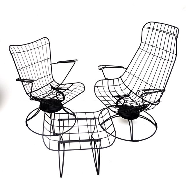 MidCentury Homecrest Metal Wire Patio Chairs & Ottoman Indoor