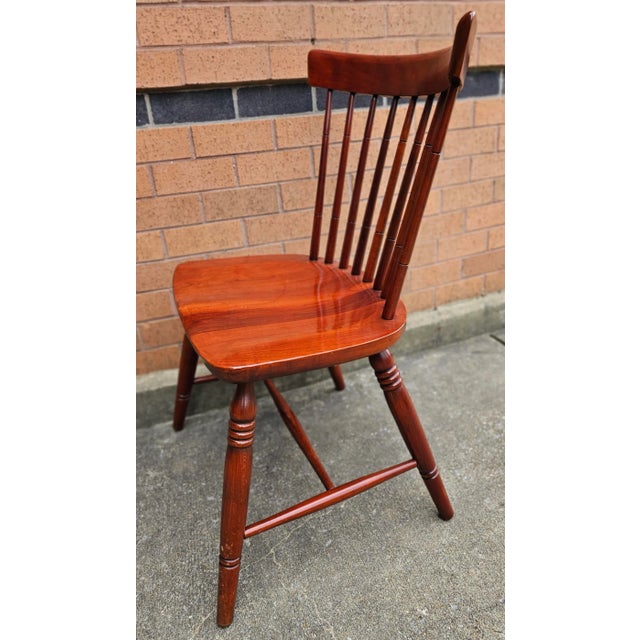 Pair Clore Fine Furniture Solid Cherry Spindle Windsor Style Side Chairs For Sale - Image 4 of 8