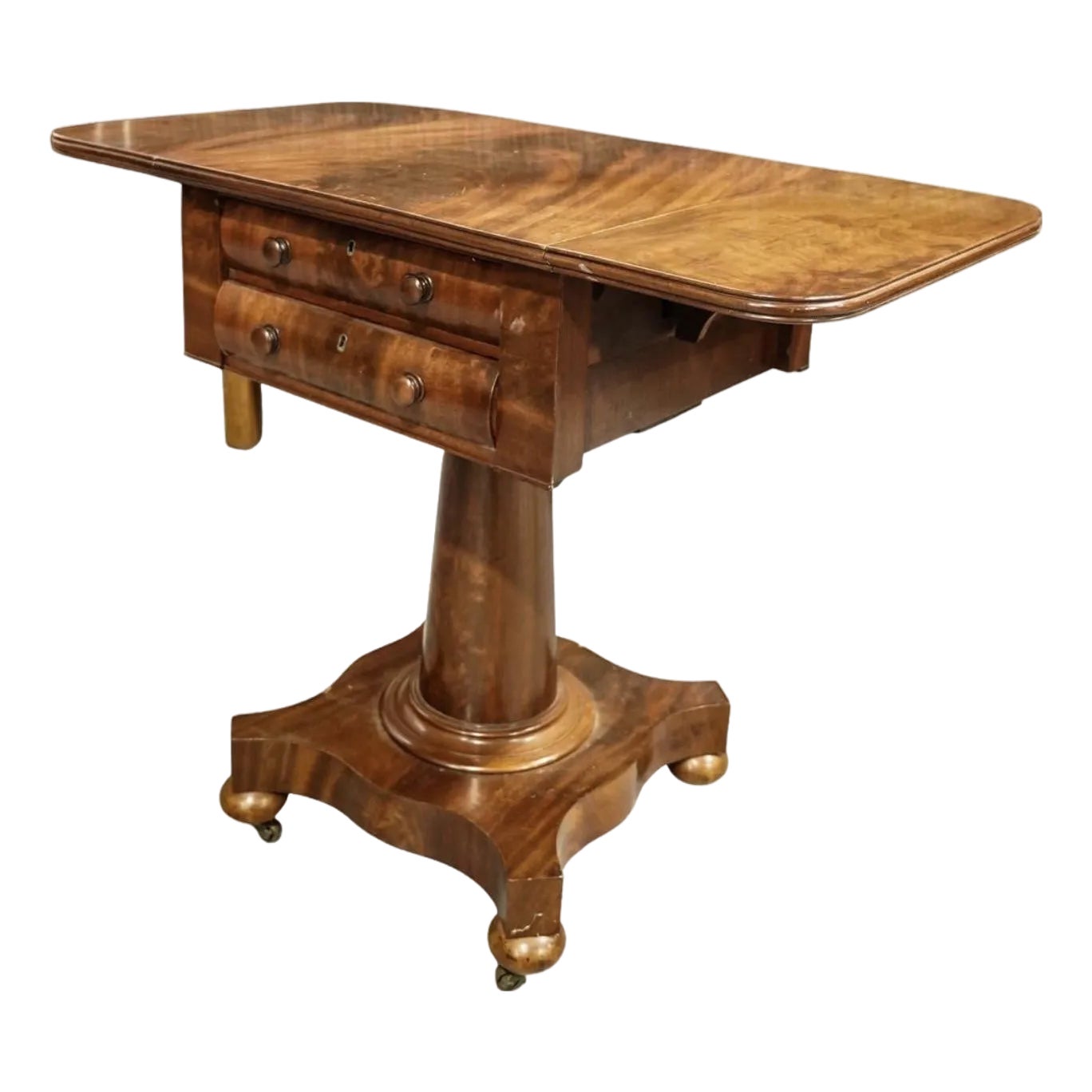 19th Cent. English Mahogany Drop Leaf Ladies Table | Chairish
