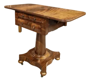 19th Cent. English Mahogany Drop Leaf Ladies Table