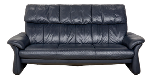 Dark Blue Leather 3-Seater Sofa from Laauser