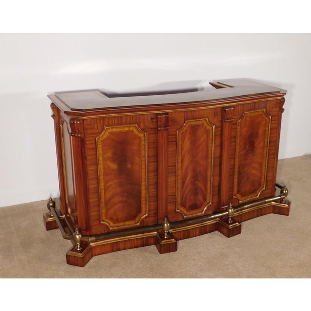MASSIVE Vintage Maitland Smith Inlaid & Figured Mahogany & Marble Top Pub Style Bar Offered for your consideration is this...