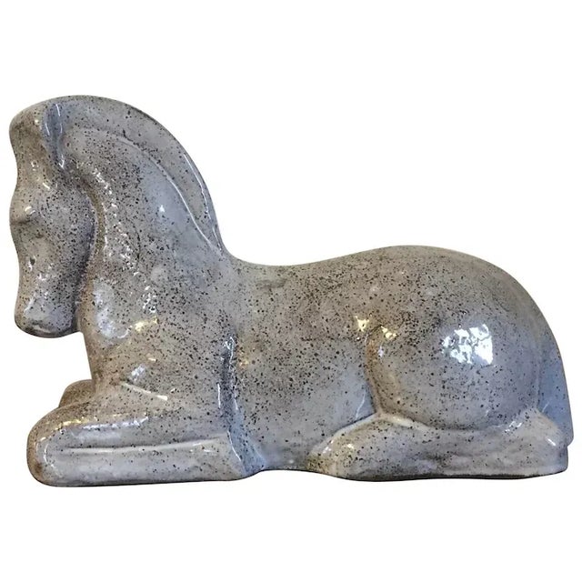 Art Deco Pottery Figure of a Recumbent Horse with Stipple Glaze For Sale - Image 13 of 13